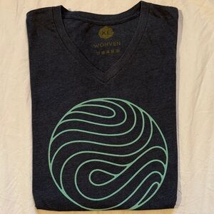 Wohven V-Neck Tee with Green Swirl Design